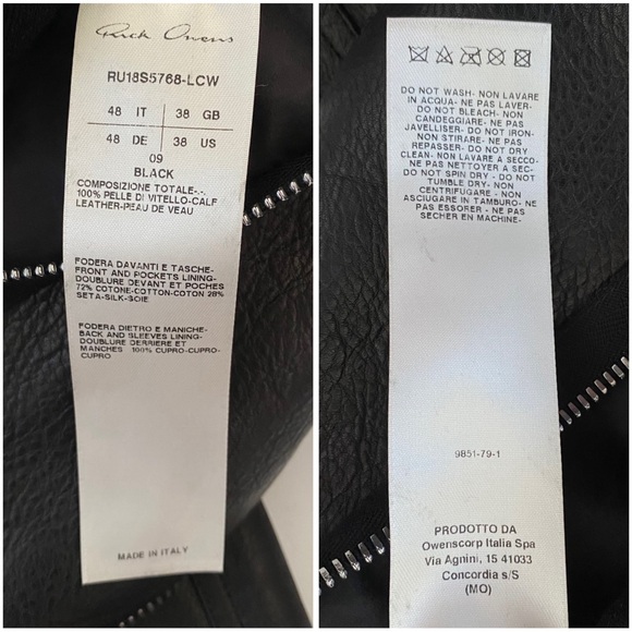 RICK OWENS BLACK LEATHER SILVER ZIP UP MOTORCYCLE MOTO BIKER JACKET - Picture 15 of 16